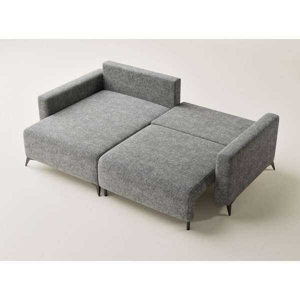 Colțar gri extensibil/cu spațiu de depozitare cu tapițerie din chenille (cu colț pe partea stângă/cu șezlong) Leon – Maison de Rêve-image-3