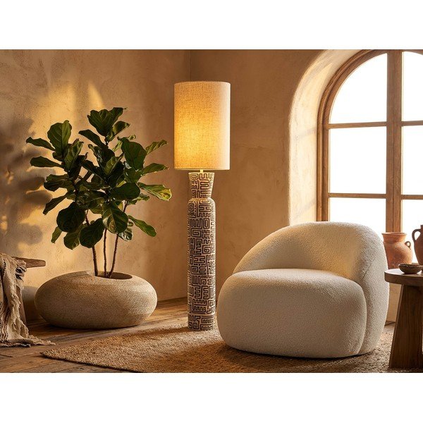 Lampadar negru/crem cu abajur textil (înălțime 145 cm) Nairobi – Mauro Ferretti-image-1