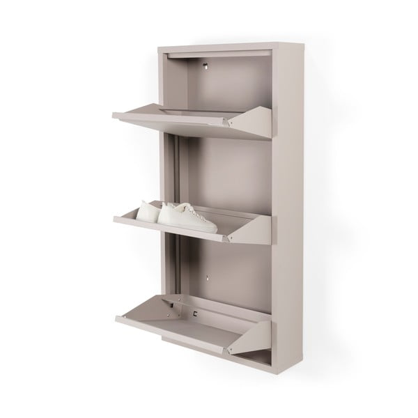 Pantofar taupe cu deschidere înclinată din metal 50x103x15 cm Billy – Spinder Design-image-2