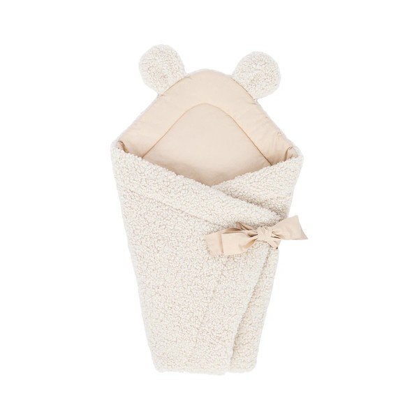 Păturică de înfășat crem din sherpa 35x65 cm – Meowbaby
