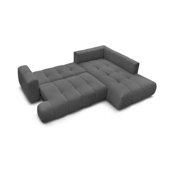 Colțar gri închis extensibil/cu spațiu de depozitare (cu colț pe partea dreaptă/în formă de ”L”) Fuji – Bobochic Paris-image-4