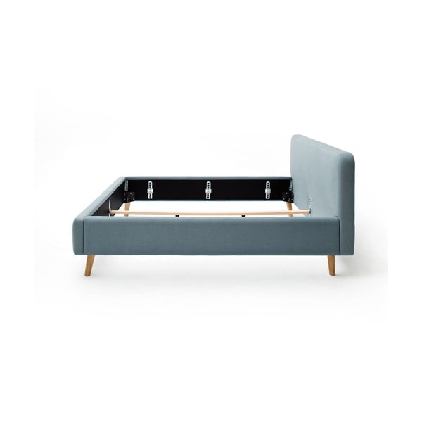 Pat matrimonial albastru prăfuit tapițat fără somieră 140x200 cm Mattis – Meise Möbel-image-4