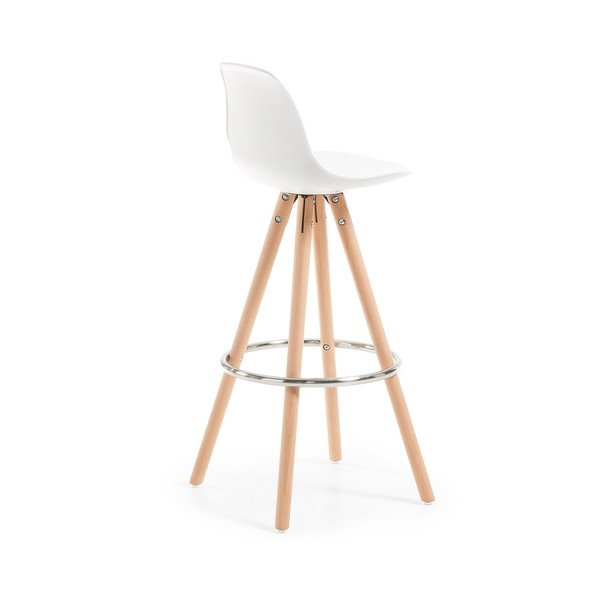 Set 2 scaune cu picioare de lemn bar La Forma Stag, alb-image-3