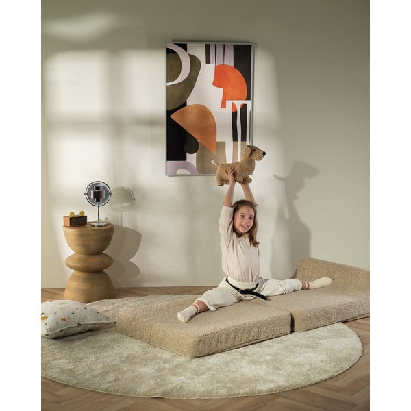 Fotoliu pentru copii maro deschis cu tapițerie din țesătură bouclé Flipster – Wigiwama-image-4