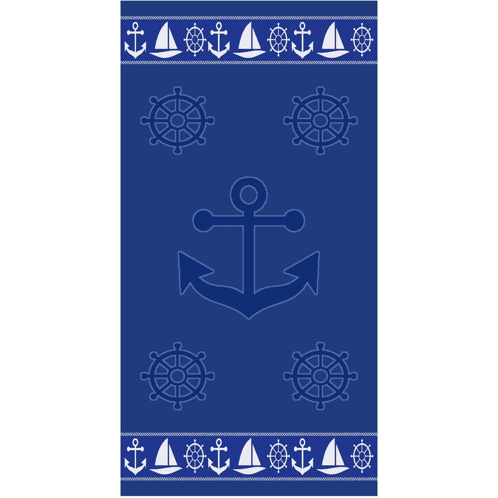 Prosop de plajă albastru din bumbac 70x140 cm Anchor – B.E.S.