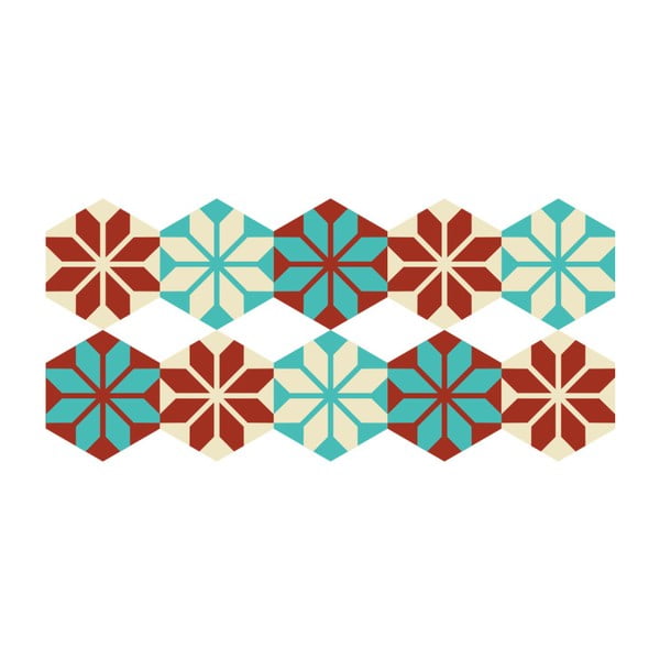 Set 10 autocolante pentru podea Ambiance Hexagons Lili, 20 x 18 cm