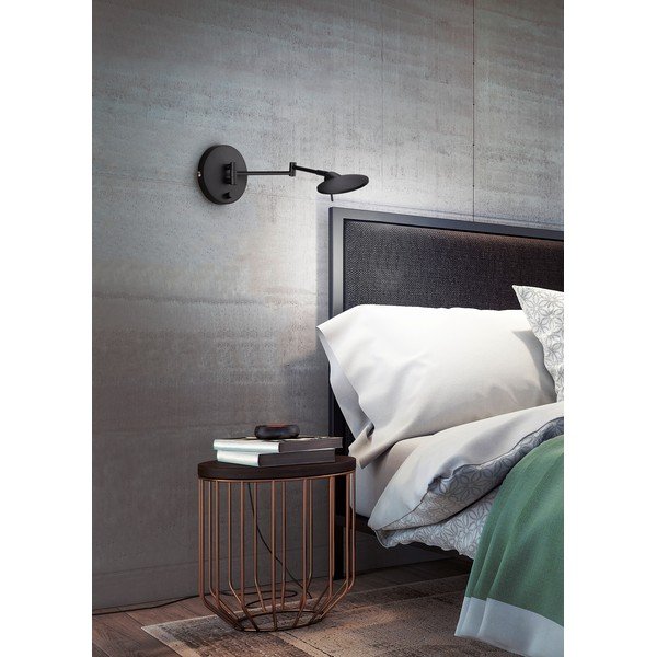 Aplică de perete negru-mat LED cu structură flexibilă/cu intensitate reglabilă Kazan – Trio-image-1