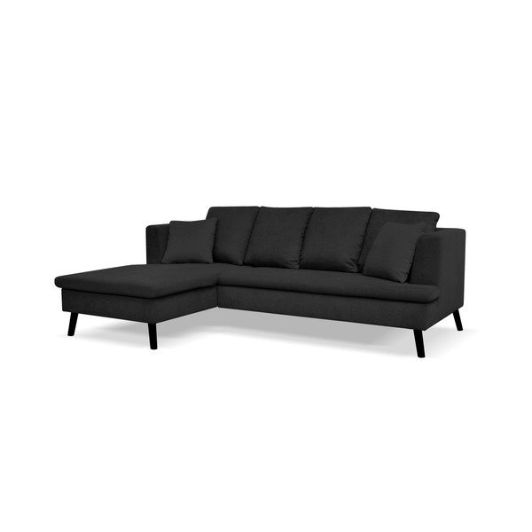 Canapea cu 4 locuri cu extensie pe partea dreaptă Cosmopolitan design Hamptons, negru-image-1