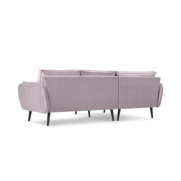 Colțar cu tapițerie din catifea Kooko Home Lento, colț pe stânga, roz deschis-image-3