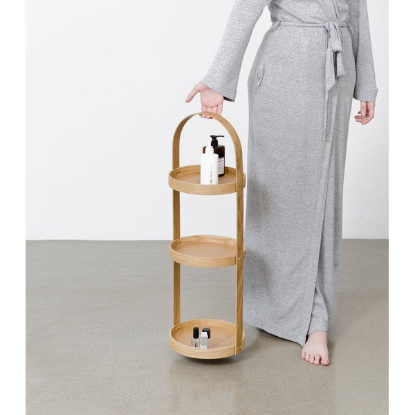 Suport din lemn pentru baie, cu 3 etajere Wireworks Round Caddy Mezza-image-1