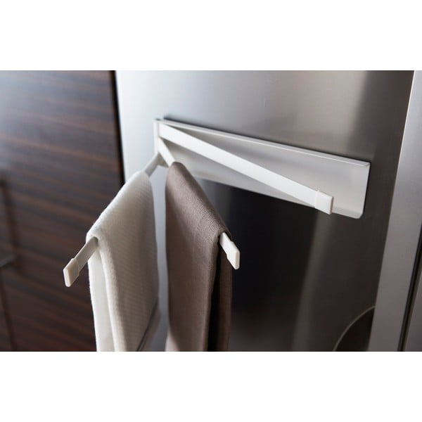 Cuier magnetic reglabil pentru prosoape de bucătărie YAMAZAKI Tower, alb-image-1