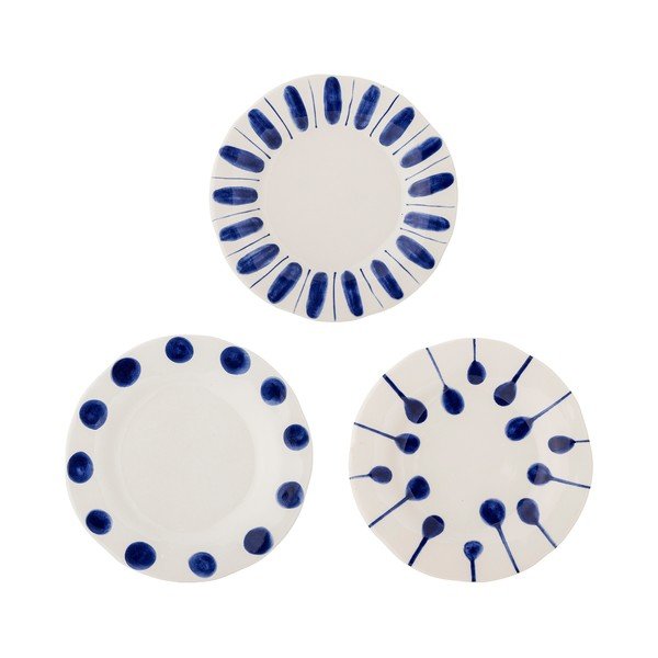 Farfurii albe/albastre 3 buc. pentru desert  din gresie ø 22 cm Linora – Bloomingville