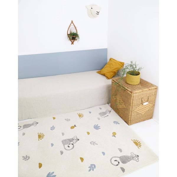 Covor copii Nattiot Little Wild Monkey, 135 x 190 cm, bej-image-1
