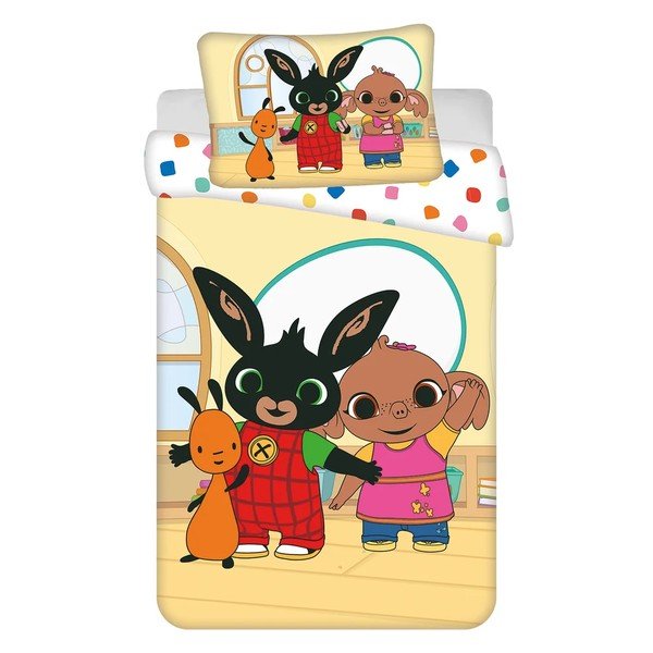 Lenjerie de pat pentru copii din bumbac pentru pătuț 100x135 cm Králíček Bing Playroom – Jerry Fabrics