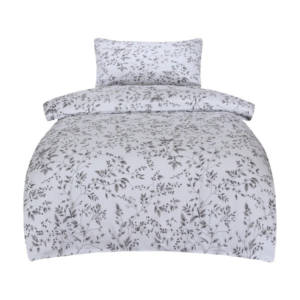 Lenjerie de pat gri din bumbac satinat pentru pat de o persoană 140x200 cm Gloria – My House