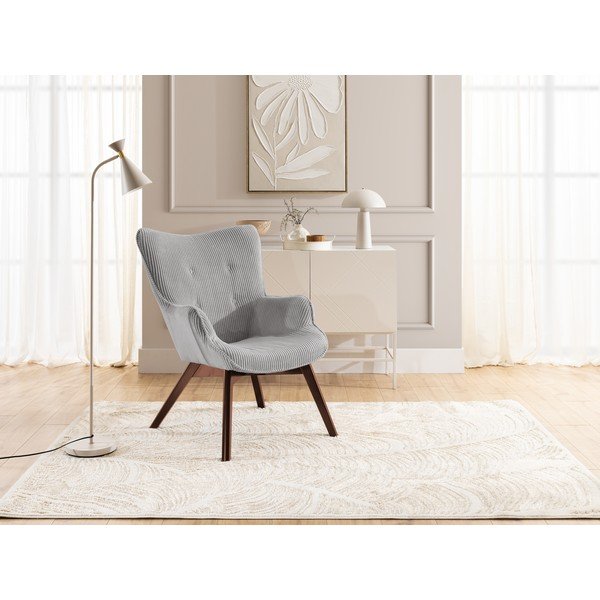 Fotoliu gri cu tapițerie din catifea reiată Niko – Ropez-image-4