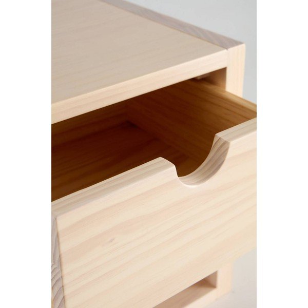Noptieră în culoare naturală deschisă suspendată/cu rafturi din lemn de pin Arrie – Jotex-image-4
