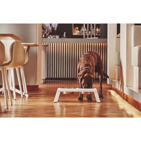 Set boluri cu suport pentru câini din metal Desco White M – MiaCara-image-1