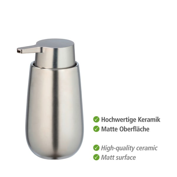 Dozator din ceramică pentru săpun Wenko Badi, arigintiu-image-4