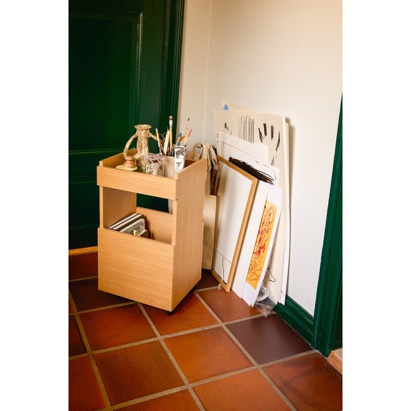 Măsuță de servire cu roți cu aspect de lemn de stejar 35x40 cm Forma – Hübsch-image-2