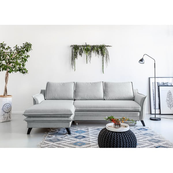 Colțar extensibil cu șezlong pe partea stângă Miuform Charming Charlie, gri deschis-image-1