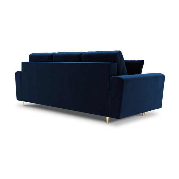 Canapea albastră extensibilă, cu spațiu de depozitare cu tapițerie din catifea 235 cm Kyoto – Cosmopolitan Design-image-3