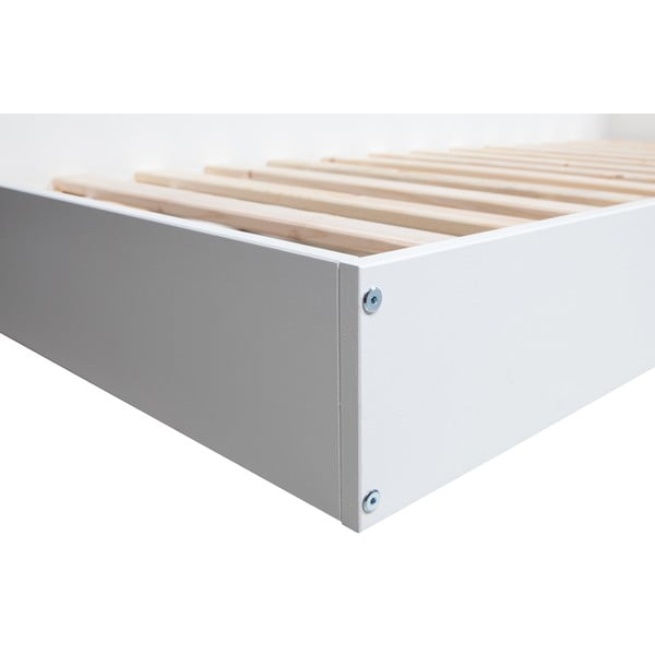 Pat single din lemn de pin WOOOD Connect, 90 x 200 cm, alb-image-3