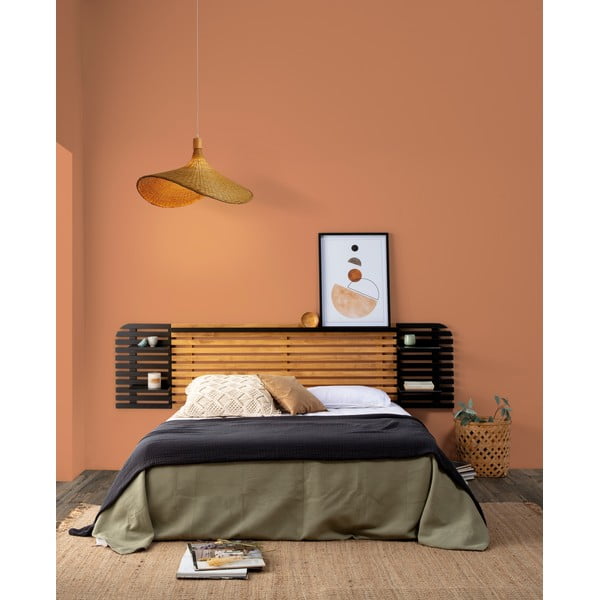 Tăblie de pat neagră/în culoare naturală din lemn masiv de pin 240x62 cm Dimas – Marckeric-image-1