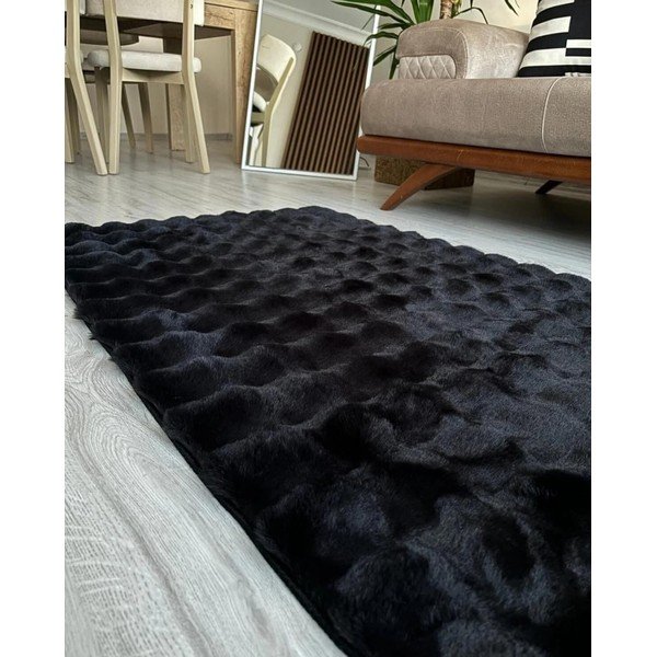 Covor negru lavabil 150x230 cm Bubble Black – Mila Home-image-2