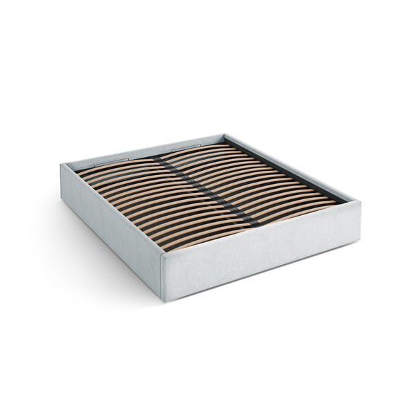 Pat matrimonial gri deschis tapițat cu spațiu de depozitare/fără tăblie cu somieră 180x200 cm Susan – Micadoni 