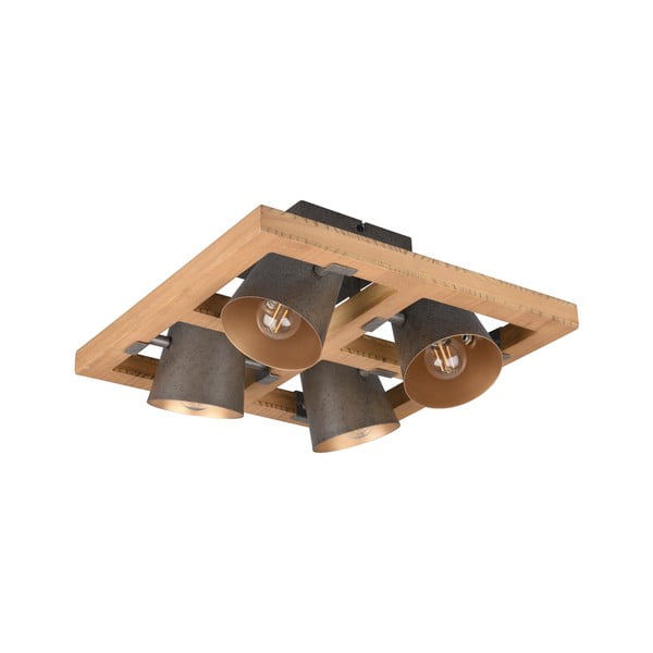 Plafonieră gri închis/în culoare naturală cu abajur din metal 39x39 cm Bell – Trio