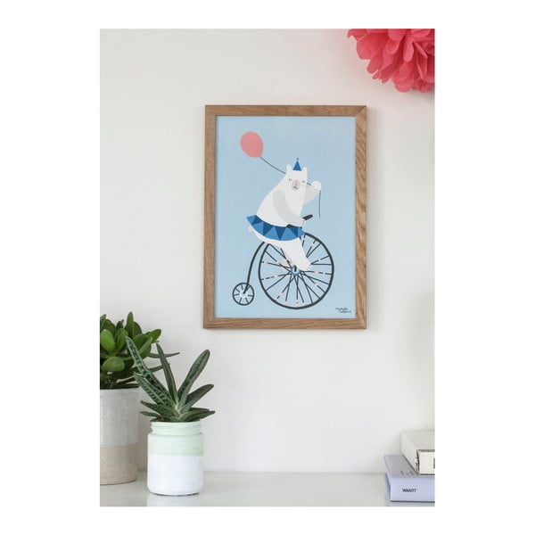 Poster Michelle Carlslund Cycling Bear Blue, A4