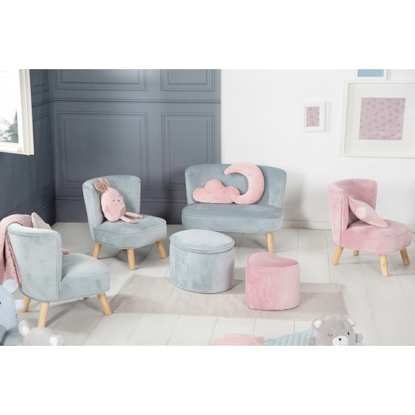 Fotoliu pentru copii  albastru deschis cu tapițerie din catifea Lil Sofa – Roba-image-2