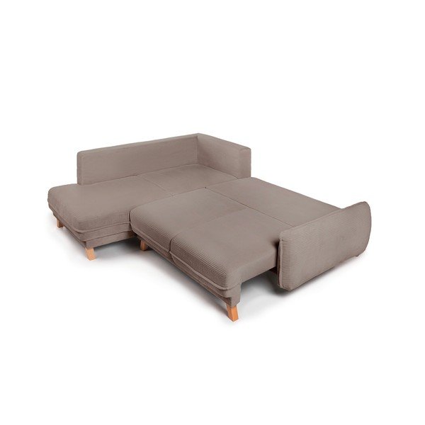 Colțar taupe extensibil/cu spațiu de depozitare cu tapițerie din catifea reiată  (cu colț pe partea dreaptă/în formă de ”L”) Tori – Bonami Selection-image-3