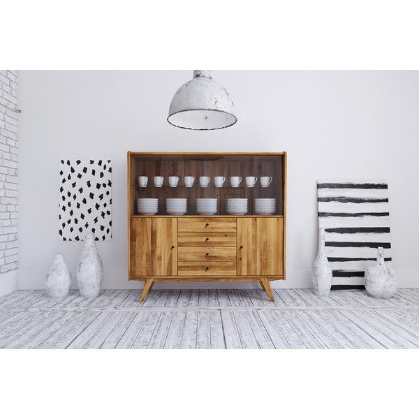 Vitrină din stejar 160x154 cm Retro - The Beds-image-4