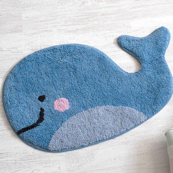 Covoraș de baie din bumbac Mr. Fox Blue Whale, 69 x 44 cm, albastru-image-1