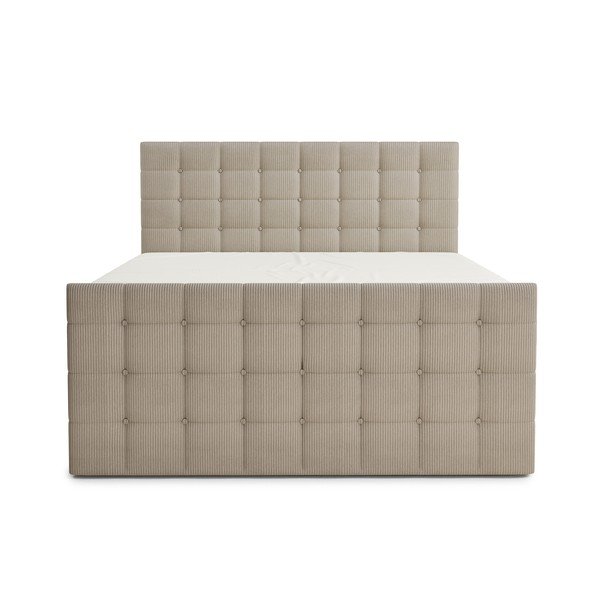 Pat boxspring bej cu spațiu de depozitare 200x200 cm Tasca – Maison de Rêve-image-2