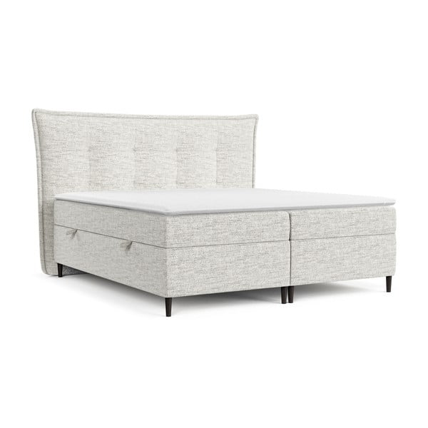 Pat boxspring gri deschis cu spațiu de depozitare 160x200 cm Sinai – Maison de Rêve