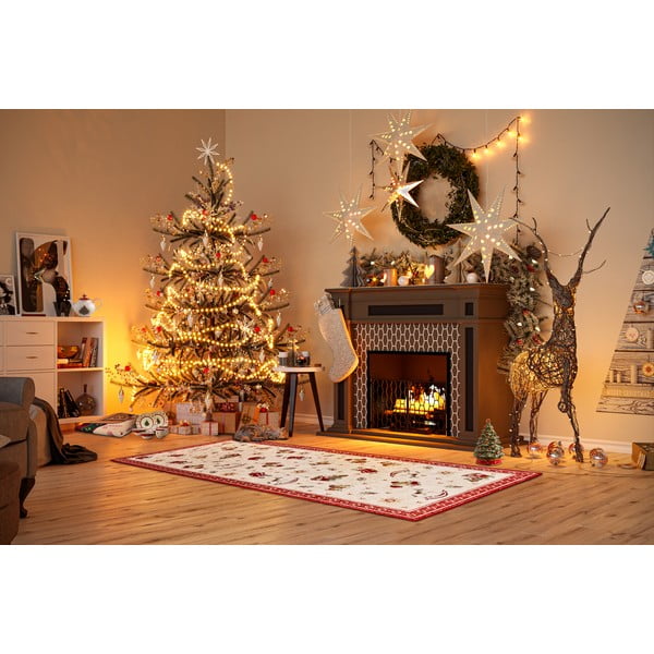 Covor tip traversă roșu din amestec de bumbac 80x200 cm cu model de Crăciun Toy's Delight Red Christmas – Villeroy&Boch-image-1