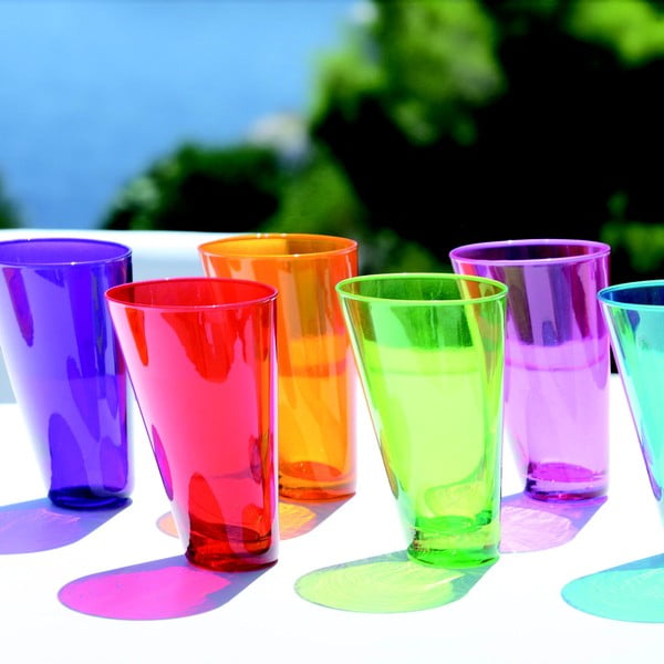 Set 3 pahare handmade din sticlă Surdic Ponza, 300 ml, mov-image-3