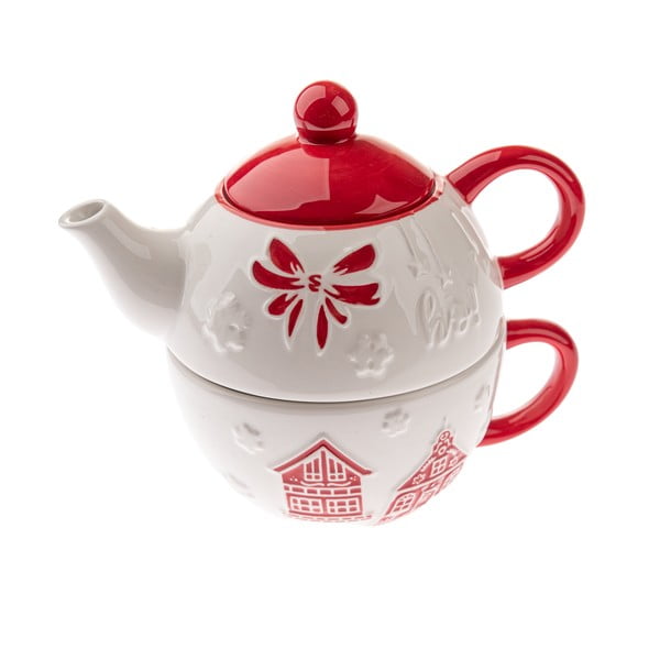 Set pentru ceai alb din ceramică  cu model de Crăciun Christmas cottage – Dakls
