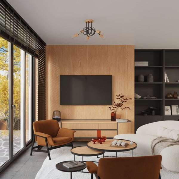 Plafonieră neagră/în culoare naturală 15x61 cm Tumber – Sollux-image-4