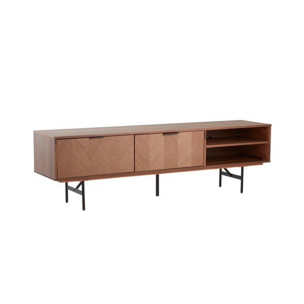 Comodă TV în culoare naturală închisă cu aspect de lemn de nuc 180x51x40 cm Duvberg – Jotex