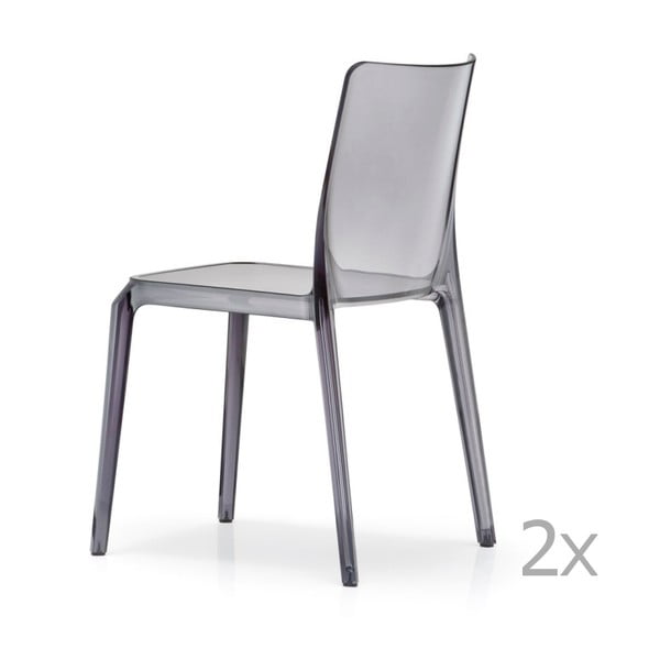 Set 2 scaune Pedrali Blitz, gri transparent