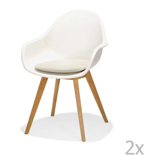 Set 2 scaune cu pernă pentru grădină LifestyleGarden Montreux, alb