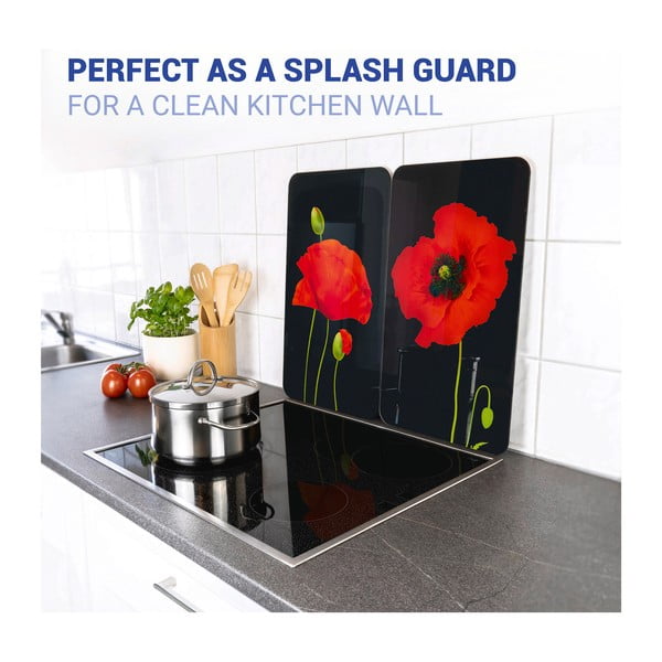 Protecții de aragaz 2 buc. din sticlă temperată 52x30 cm Poppy - Maximex-image-2