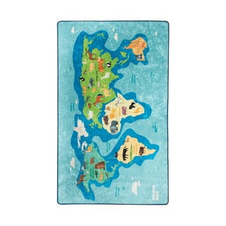 Covor antiderapant pentru copii Conceptum Hypnose Map, 100 x 160 cm, albastru
