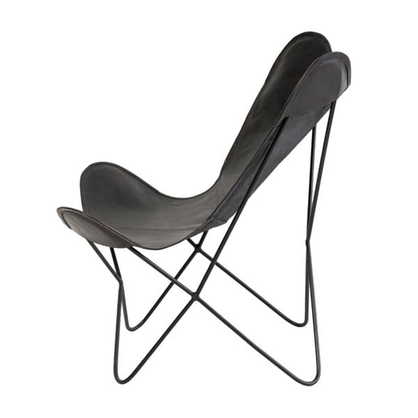 Fotoliu din piele tip fluture sømcasa Farfalla, negru-image-3