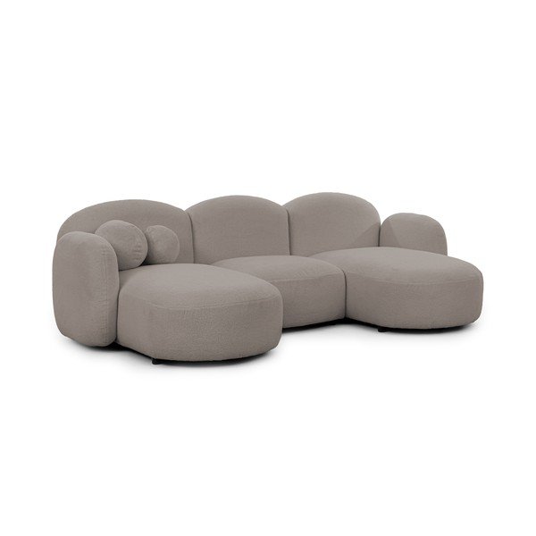 Colțar gri cu tapițerie din țesătură bouclé (în formă de "U") Orbit – Ropez