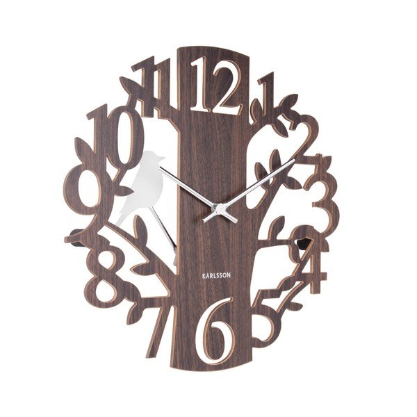 Ceas de perete Karlsson Woodpecker, ⌀ 40 cm, maro-image-1